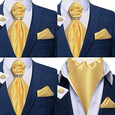 New Tie Suit Men Wedding Party Cravat Ties Handkerchief Cuffs Necktie Sets (Color : C) (D) in Saudi Arabia