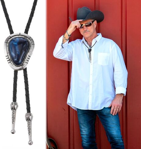 Bolo Tie for Men Necklace Accessories Western Cowboy Bola Bolero Tie Supplies Western Jewelry Handmade With Black Turquoise Cowboy Banquet Birthday in Saudi Arabia