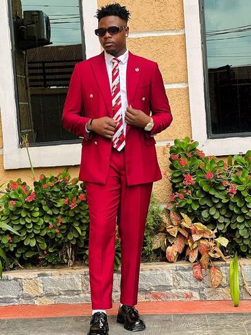 Mens Suit for Wedding 2 Piece Slim Fit Double Breasted Suits Men Tuxedo for Men V Neck Formal Business Suits for Party in Saudi Arabia