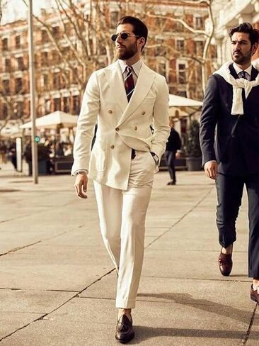 Mens Suit for Wedding 2 Piece Slim Fit Double Breasted Suits Men Tuxedo for Men V Neck Formal Business Suits for Party in Saudi Arabia