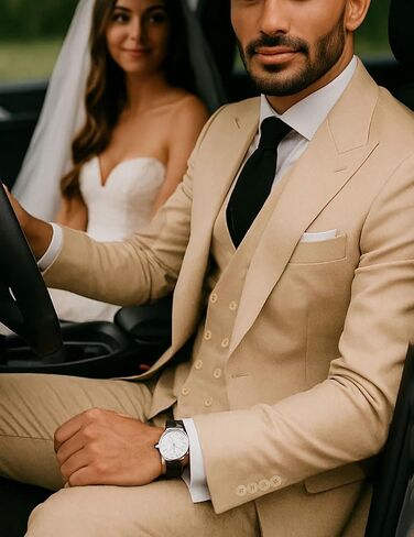 MoranX Men's Suits Regular Fit 3 Pieces Double Breasted Formal Business Tuxedos Blazer Vest Pants for Wedding Grooms in Saudi Arabia