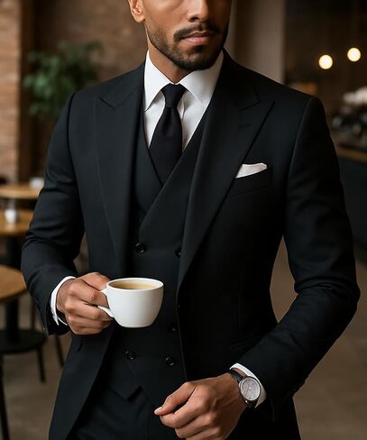 MoranX Men's Suits Regular Fit 3 Pieces Double Breasted Formal Business Tuxedos Blazer Vest Pants for Wedding Grooms in Saudi Arabia