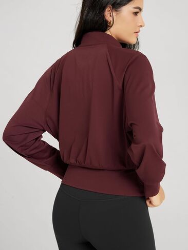 ODODOS Women's Full Zip Workout Jacket Cloud Feeling Stand Collar Long Sleeve Lightweight Athletic Yoga Tops in Saudi Arabia
