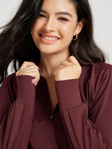 ODODOS Women's Full Zip Workout Jacket Cloud Feeling Stand Collar Long Sleeve Lightweight Athletic Yoga Tops in Saudi Arabia