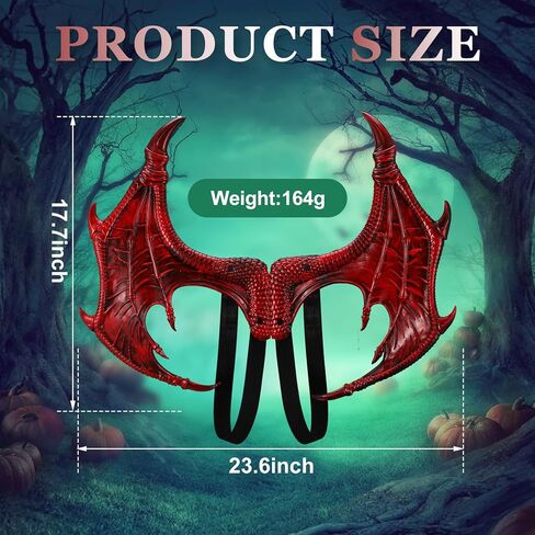 2 PCS Halloween Red Dragon Wings with Wings Clips Hair Clips Demon Devil Costume Assories for Women Comple Halloween Masquerade Party Cosplay Props in Saudi Arabia