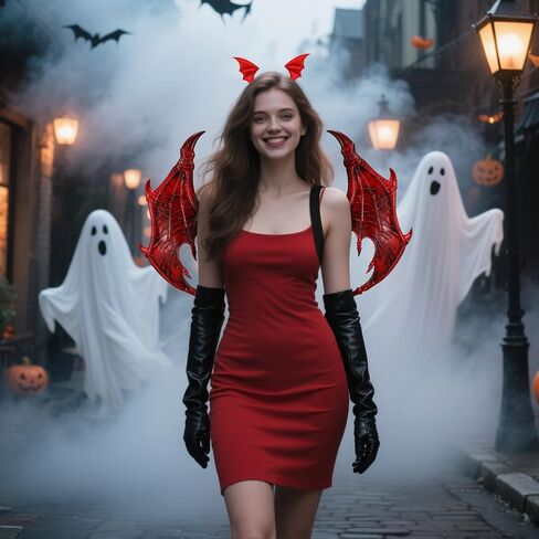 2 PCS Halloween Red Dragon Wings with Wings Clips Hair Clips Demon Devil Costume Assories for Women Comple Halloween Masquerade Party Cosplay Props in Saudi Arabia