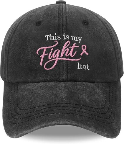 Breast Cancer Gifts for Woman, Breast Cancer Awareness Accessories, Chemo Adjustable Cotton Embroidered Pink Ribbon Baseball Cap in Saudi Arabia