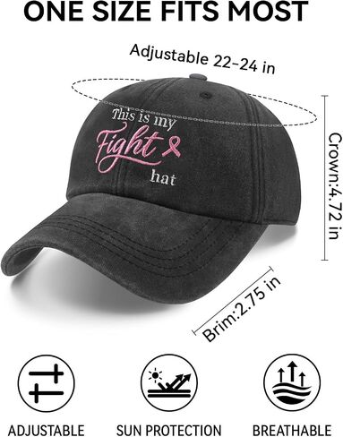 Breast Cancer Gifts for Woman, Breast Cancer Awareness Accessories, Chemo Adjustable Cotton Embroidered Pink Ribbon Baseball Cap in Saudi Arabia