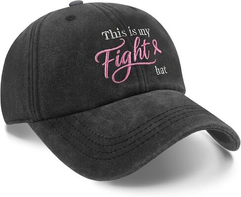 Breast Cancer Gifts for Woman, Breast Cancer Awareness Accessories, Chemo Adjustable Cotton Embroidered Pink Ribbon Baseball Cap in Saudi Arabia