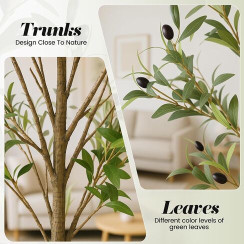 6FT Artificial Olive Tree Indoor Tall Realistic Faux Olive Tree with Plastic Planter, Fake Silk Tree with Handcrafted Branches & Fruits, Large Fake Plant for Home and Office Decor (6FT) in Saudi Arabia