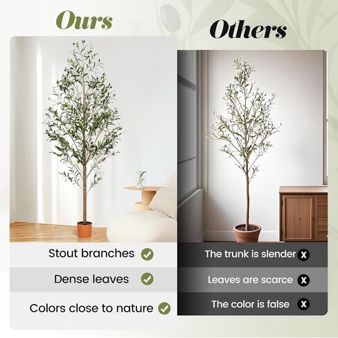 6FT Artificial Olive Tree Indoor Tall Realistic Faux Olive Tree with Plastic Planter, Fake Silk Tree with Handcrafted Branches & Fruits, Large Fake Plant for Home and Office Decor (6FT) in Saudi Arabia