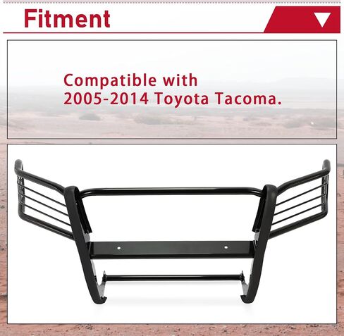 HECASA Brush Guard Compatible with 2005-2014 Toyota Tacoma Bull Bar Front Bumper Grill Grille Guard Protector Brush Push Bar Black Steel Exterior Accessories Power Coated in Saudi Arabia