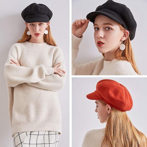 Gisdanchz Women's Wool Blend Newsboy Hat with Drawstring, Ventage Casual Style Cabbie Cap for Cold Days in Kuwait