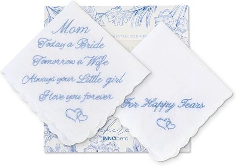 InnoBeta Mother of the Bride Gifts, Wedding Handkerchief, Something Blue Handkerchiefs Set of 2, For Happy Tears in Saudi Arabia