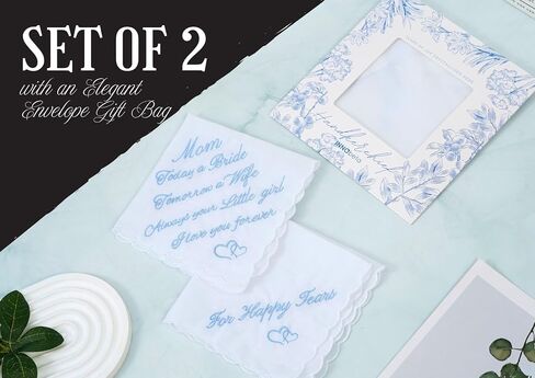 InnoBeta Mother of the Bride Gifts, Wedding Handkerchief, Something Blue Handkerchiefs Set of 2, For Happy Tears in Saudi Arabia