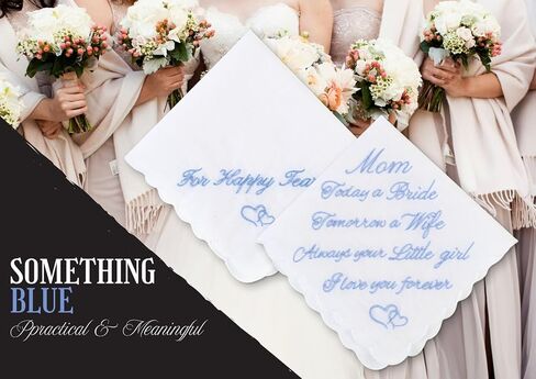 InnoBeta Mother of the Bride Gifts, Wedding Handkerchief, Something Blue Handkerchiefs Set of 2, For Happy Tears in Saudi Arabia