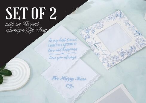 InnoBeta Bride Gifts from Friend, Wedding Handkerchief for Bride, Something Blue Handkerchiefs Set of 2, For Happy Tears in Saudi Arabia