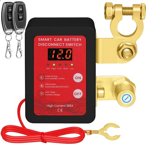 Remote Battery Disconnect Switch-Kill Switch for Car with Voltage Display,12V/24V,240A,Anti Theft,Cut Off Battery Switch for Automotive Car Boat in Kuwait