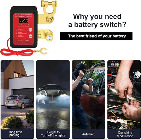 Remote Battery Disconnect Switch-Kill Switch for Car with Voltage Display,12V/24V,240A,Anti Theft,Cut Off Battery Switch for Automotive Car Boat in Kuwait