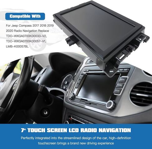7" Touch Display Replacement with Mounting Bracket for Uconnect Screen Upgrade for Jeep Compass, Replace TDO-WXGA0700K00033-V2,TDO-WXGA0700K00057-V1, LMB-K00057BL in Saudi Arabia