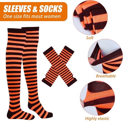 زي هالوين ساحرة للنساء الفتيات الكبار الفتيات القوطية cosplay-Outfit مجموعة مع Tutu Hat Broomstick Scriped Socks Gloves Prendant in Kuwait