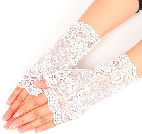 قفازات دانتيل أصابع الدانتيل أبيض سوار مرن دانتي in Kuwait