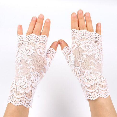 قفازات دانتيل أصابع الدانتيل أبيض سوار مرن دانتي in Kuwait