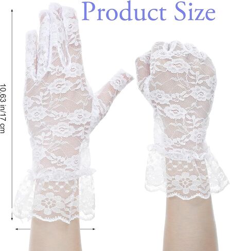 2 Pair White Lace Gloves for Women, Vintage Bridal Wedding & Opera Gloves, Tea Party Evening Prom Accessories in Saudi Arabia