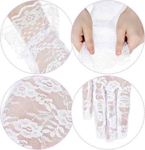 2 Pair White Lace Gloves for Women, Vintage Bridal Wedding & Opera Gloves, Tea Party Evening Prom Accessories in Saudi Arabia