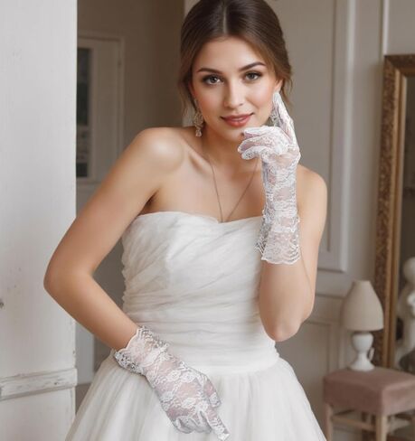 2 Pair White Lace Gloves for Women, Vintage Bridal Wedding & Opera Gloves, Tea Party Evening Prom Accessories in Saudi Arabia