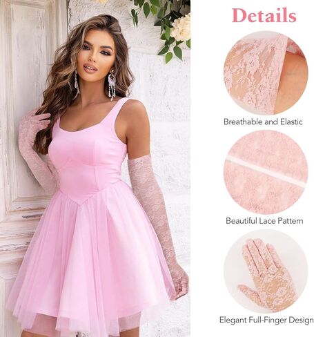 Lace Gloves Women Long Black Lace Gloves for Women Elegant OperaTea Party in Kuwait