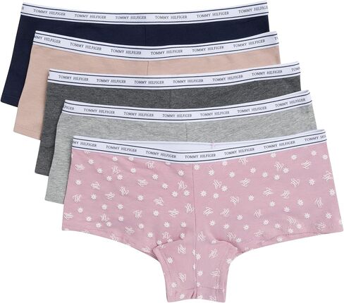 Tommy Hilfiger Women's Classic Cotton Boyshort Underwear with Logo Waistband 5-Pack in Saudi Arabia
