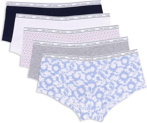 Tommy Hilfiger Women's Classic Cotton Boyshort Underwear with Logo Waistband 5-Pack in Saudi Arabia
