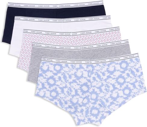 Tommy Hilfiger Women's Classic Cotton Boyshort Underwear with Logo Waistband 5-Pack in Saudi Arabia