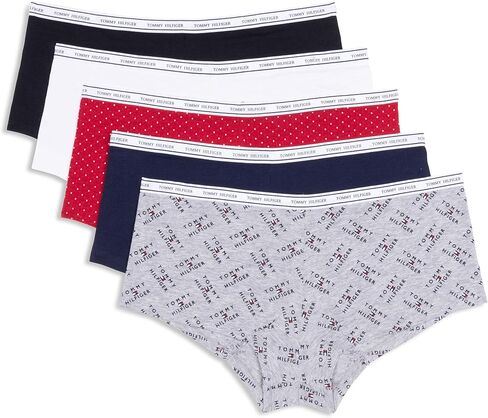 Tommy Hilfiger Women's Classic Cotton Boyshort Underwear with Logo Waistband 5-Pack in Saudi Arabia