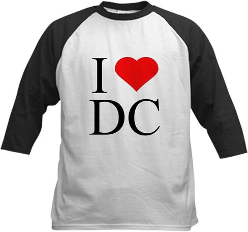 CafePress I Love DC Kids Baseball Jersey Kids Cotton Baseball Jersey, 3/4 Raglan Sleeve Shirt in Saudi Arabia