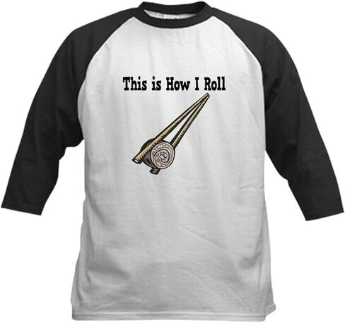 CafePress How I Roll (Sushi Roll) Kids Baseball Jersey Kids Cotton Baseball Jersey, 3/4 Raglan Sleeve Shirt in Saudi Arabia