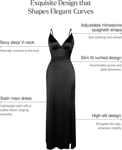 Popilush Women's Sexy Maxi Dress Deep V Neck Ruched Shapewear Dresses Side Slit Formal Cocktail Party Dress in Saudi Arabia