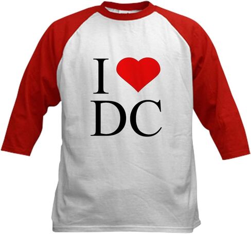 Cafepress I Love DC Kids Baseball Jersey Kids Cotton Baseball Jersey ، 3/4 Raglan Sleeve Shirt in Kuwait