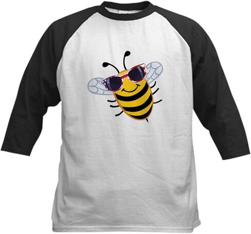 Cafepress 4th of July Honey Bee Baseball Jersey Kids Cotton Baseball Jersey ، 3/4 Raglan Sleeve Shirt in Saudi Arabia
