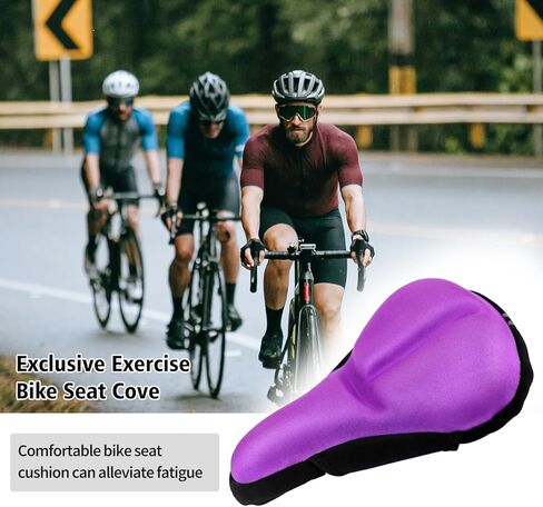 وسادة مقعد الدراجة، غطاء مقعد الدراجة مبطن من الجل لراحة الرجال والنساء، وسادة مقعد الدراجة لمقعد الدراجة الضيق، ممتص للصدمات، وسادة الدراجة مناسبة للجبال والطرق ودراجة التمارين (أرجواني) in Kuwait