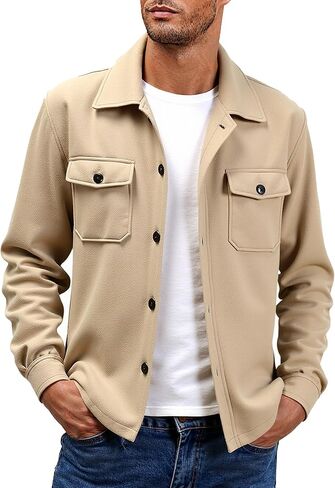 Zaful Men Wool Blend Overcoat - معطف شتوي طويل اللون ذو ألوان صلبة مع سترة جيوب رفرف in Kuwait