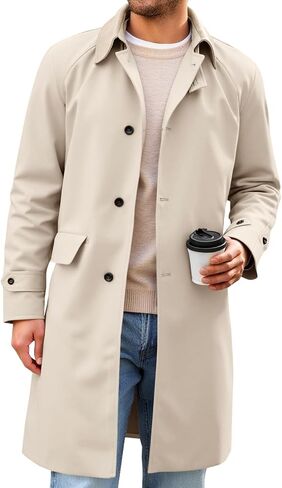 Runcati Mens Trench Coat Single Single Corduroy Long Jacket Jacket Fall Fall Vintage Overbreaker Over in Saudi Arabia