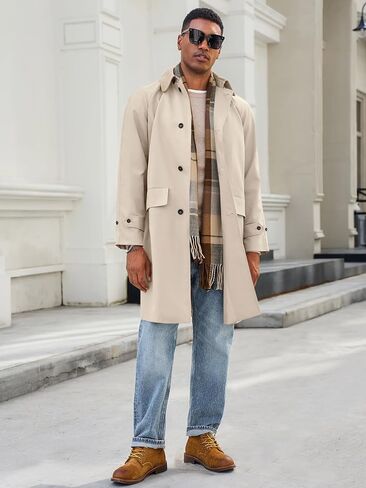 Runcati Mens Trench Coat Single Single Corduroy Long Jacket Jacket Fall Fall Vintage Overbreaker Over in Saudi Arabia