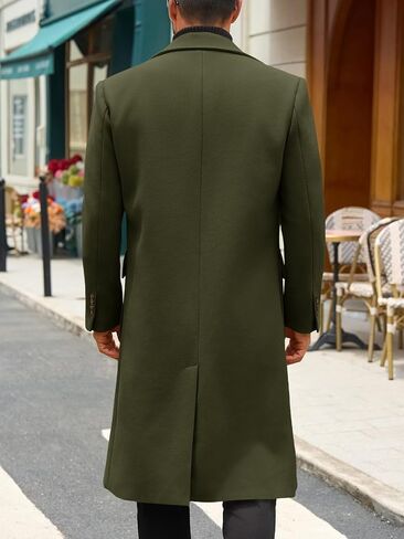 Runcati Mens Wool Blend Casual Trench Coat Notched Collar Lapel Long Jacket Double Breasted Classic Winter Overcoat in Saudi Arabia