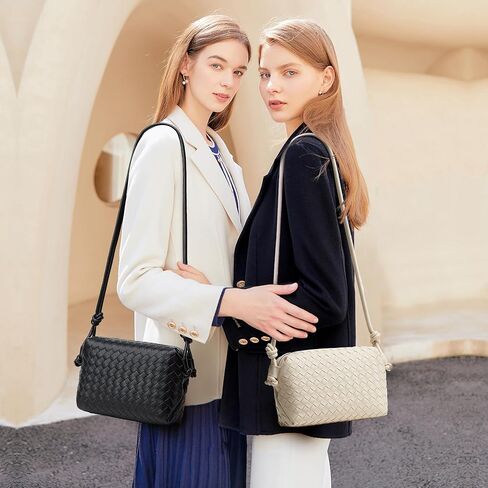 Woven Crossbody Bags for Women: Vegan Leather Handbag - Handwoven Small Purse - Trendy Shoulder Bag in Kuwait