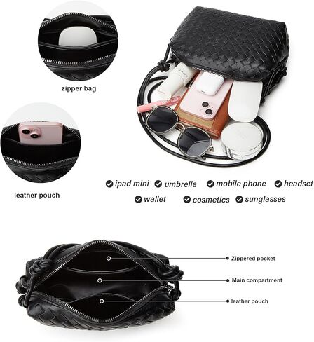 Woven Crossbody Bags for Women: Vegan Leather Handbag - Handwoven Small Purse - Trendy Shoulder Bag in Kuwait