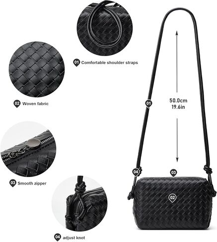 Woven Crossbody Bags for Women: Vegan Leather Handbag - Handwoven Small Purse - Trendy Shoulder Bag in Kuwait