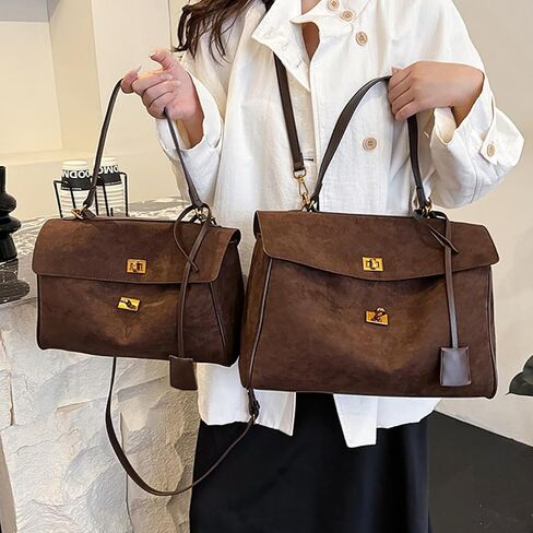 Brown Suede Bag Bag Concept Losttle حقيبة يد متوترة للنساء تعمل على السفر in Kuwait