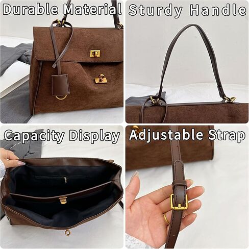 Brown Suede Bag Bag Concept Losttle حقيبة يد متوترة للنساء تعمل على السفر in Kuwait